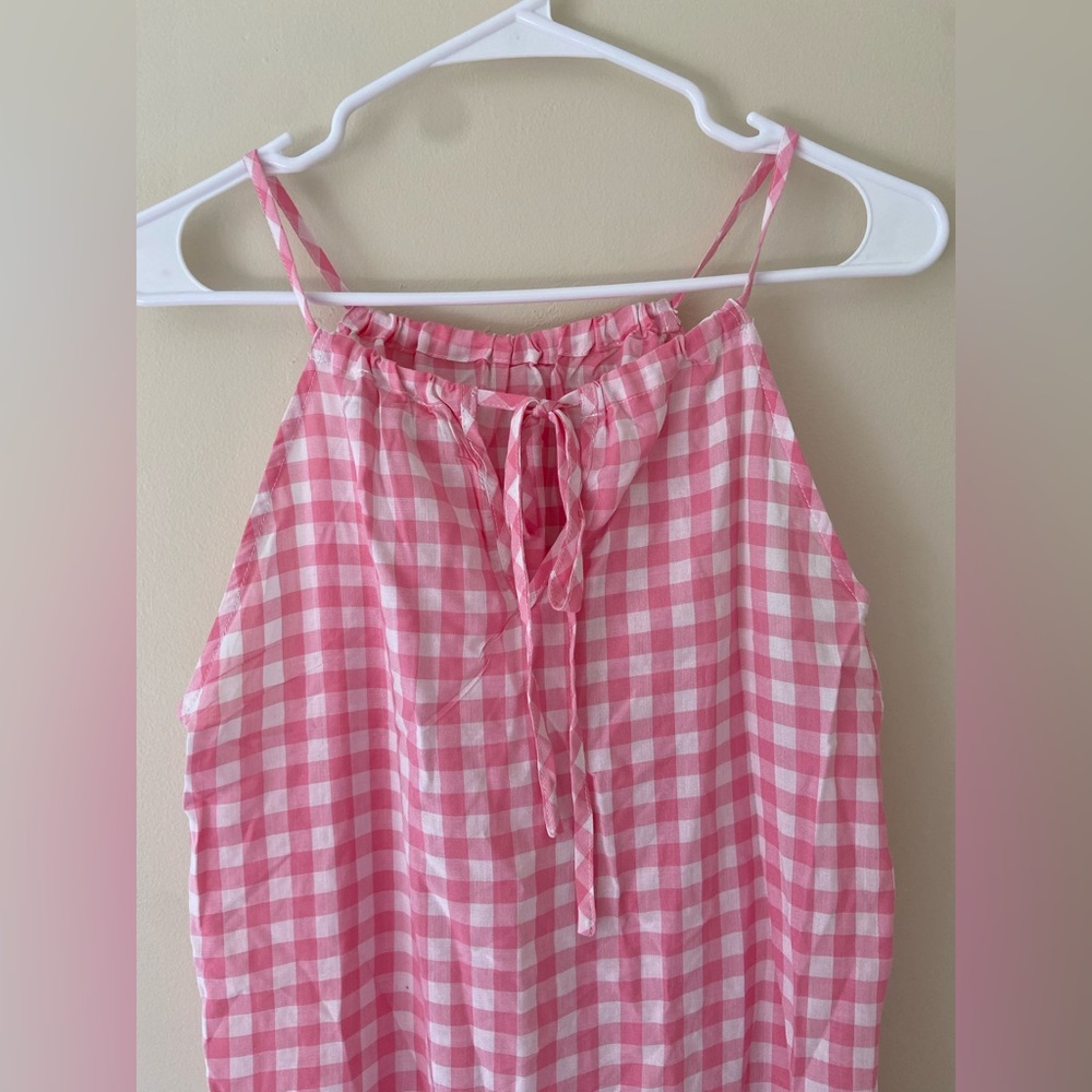 Weekend Suzanne Betro Women’s Pink White Gingham Cottage Core Gauzy - Picture 3 of 6